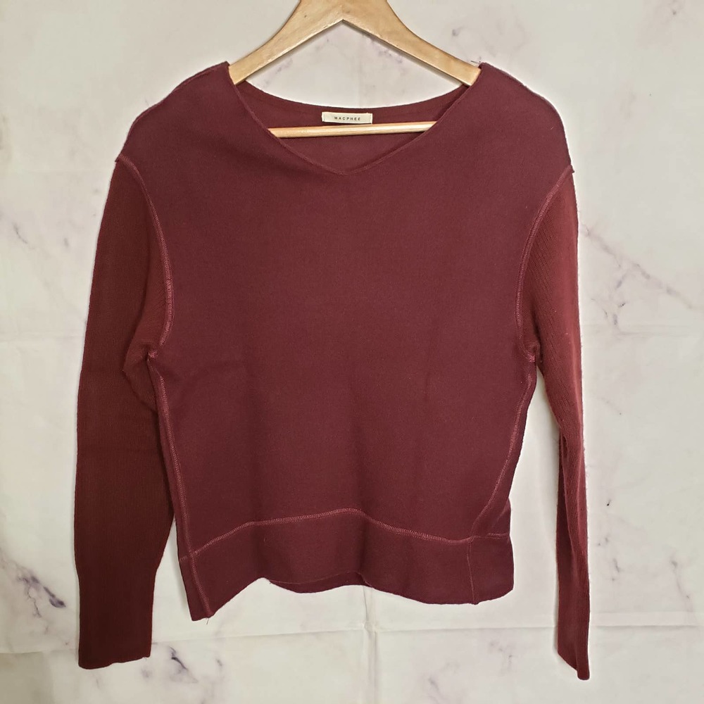 MACPHEE 100% wool maroon red knitwear pullover sweater S